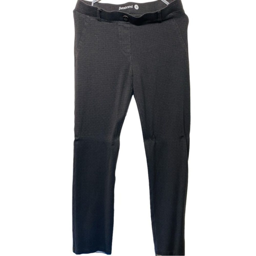Betabrand Women's Gray Geometric Yoga Pants Straight Leg Medium